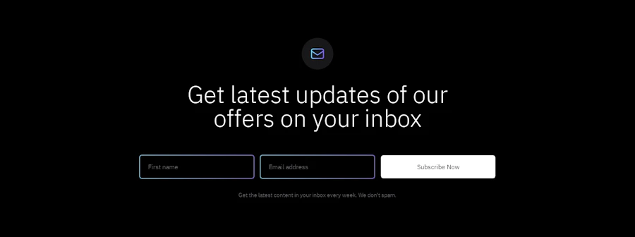 Newsletter component screenshot