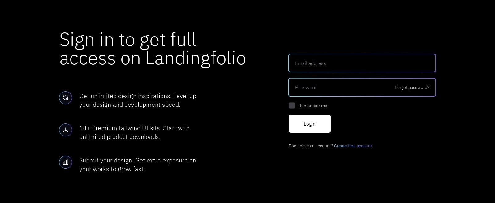 Signin component screenshot