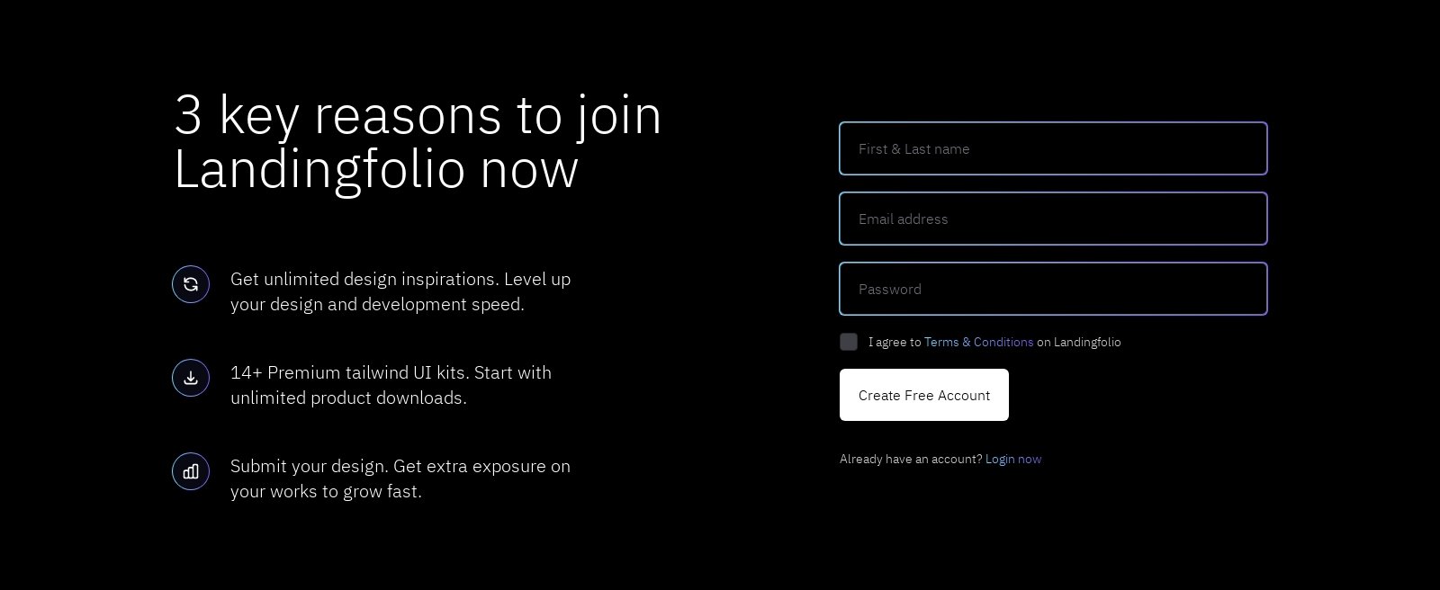 Signup component screenshot