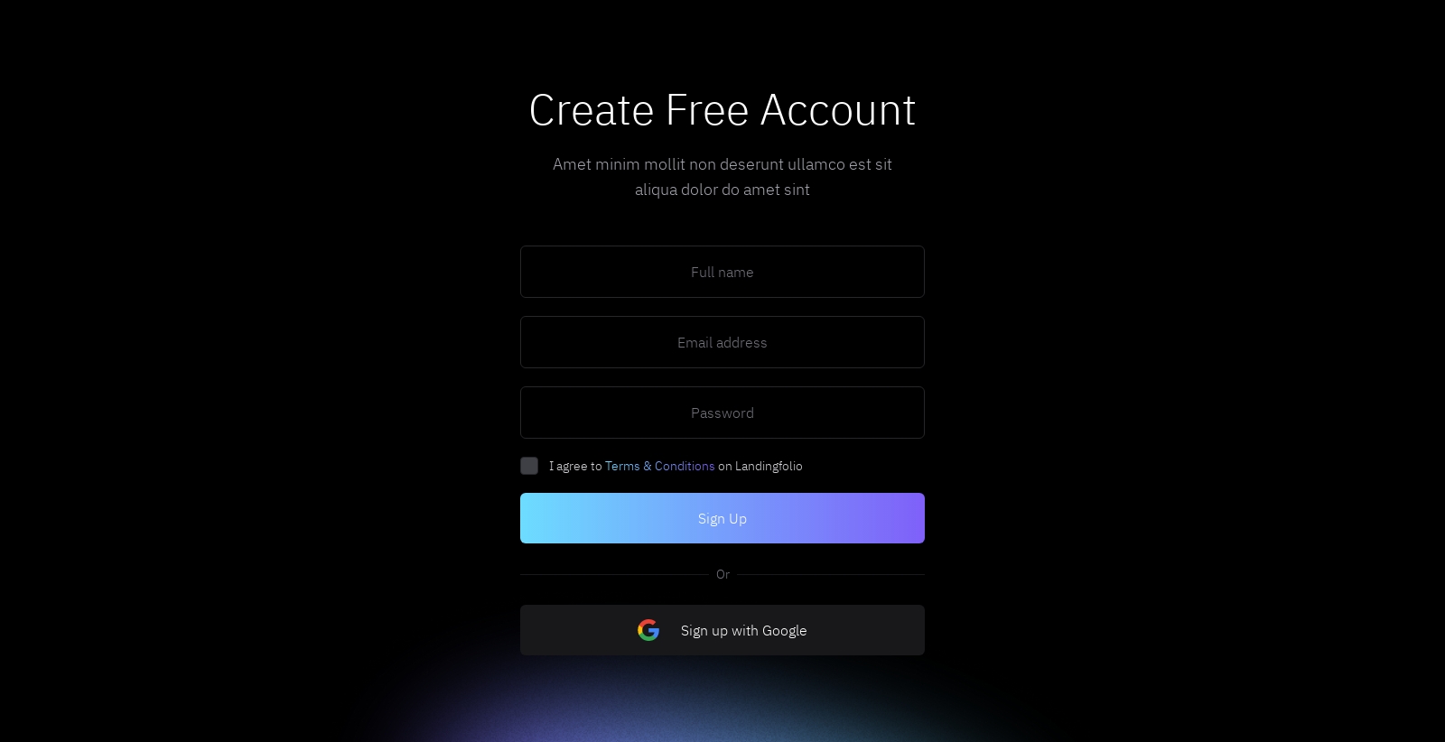 Signup component screenshot