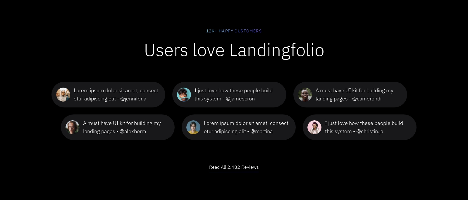 Testimonial component screenshot