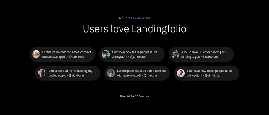 Testimonial component screenshot