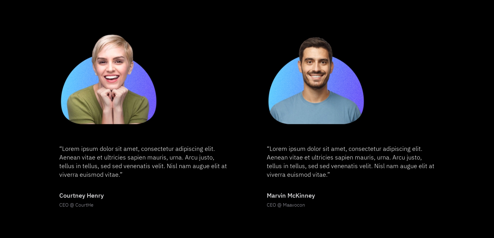 Testimonial component screenshot
