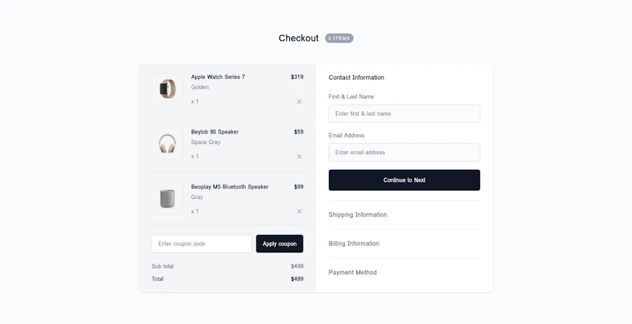 Checkout component screenshot