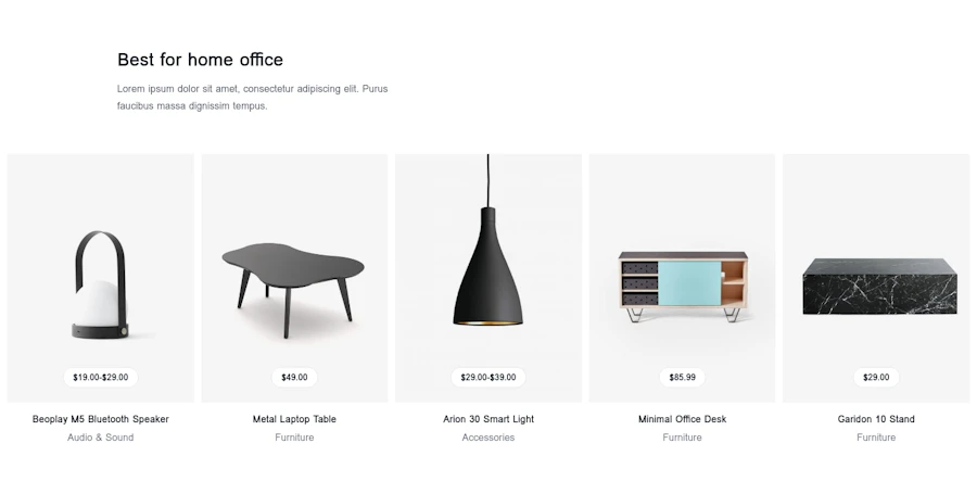 Products component screenshot
