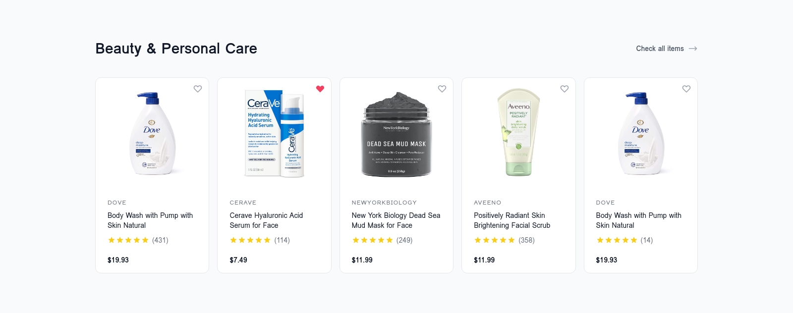 Products component screenshot