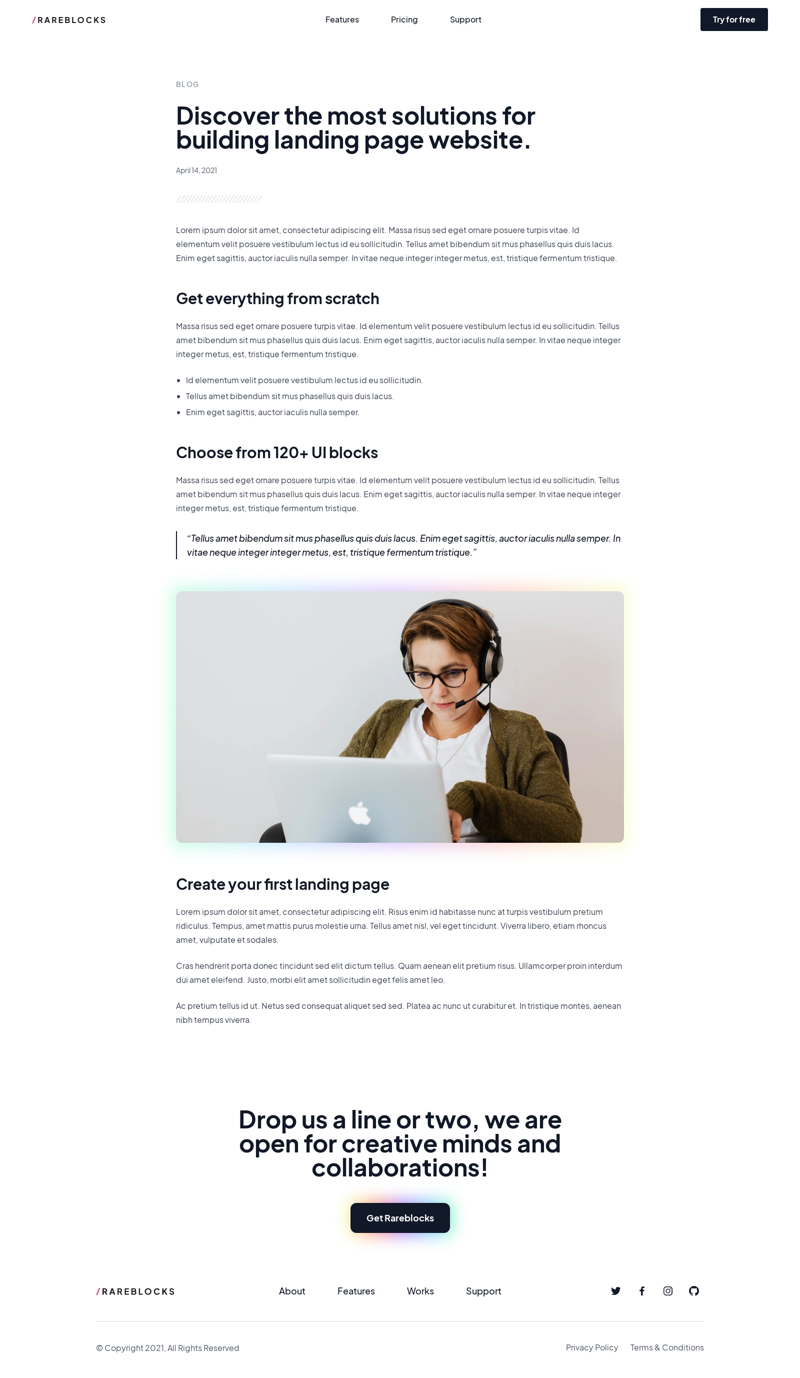 Single page template screenshot