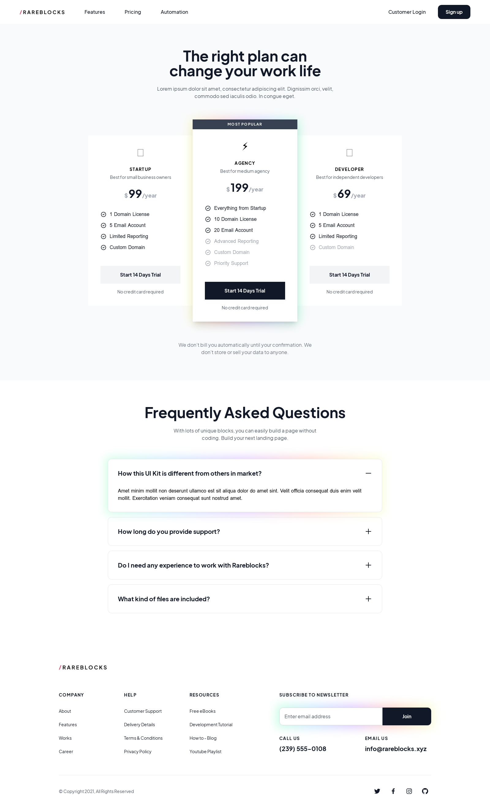 Single page template screenshot