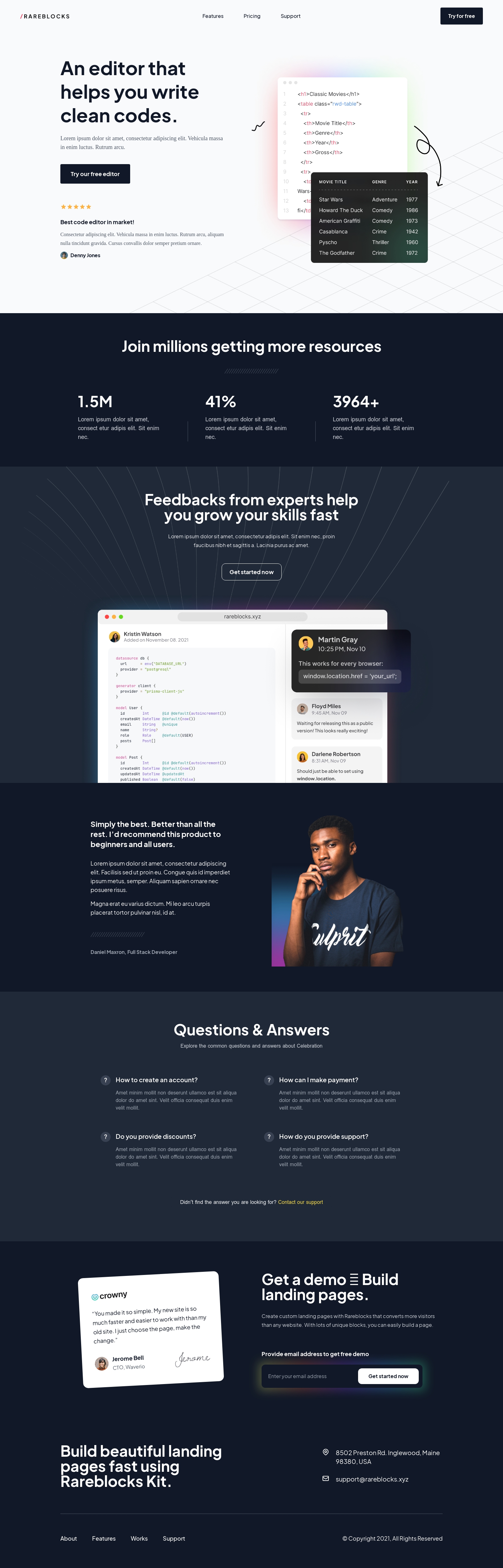 Single page template screenshot