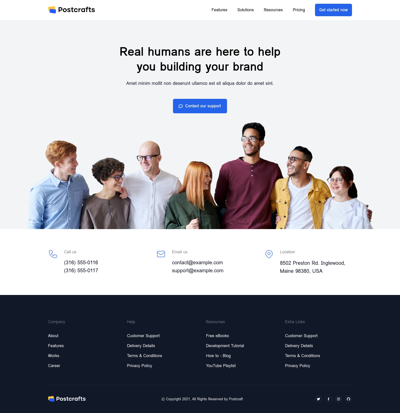 Single page template screenshot