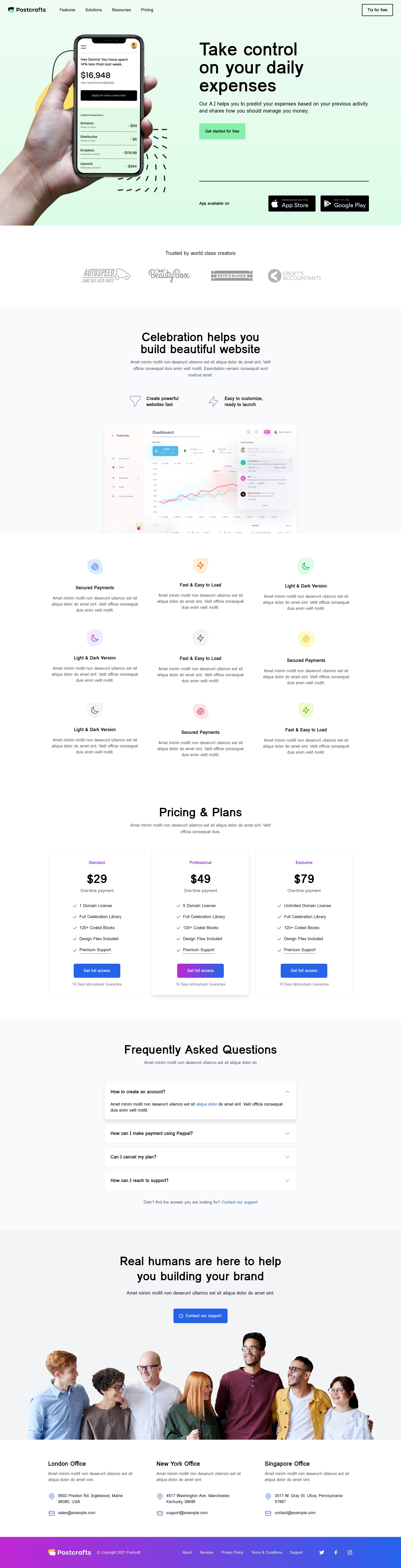 Single page template screenshot