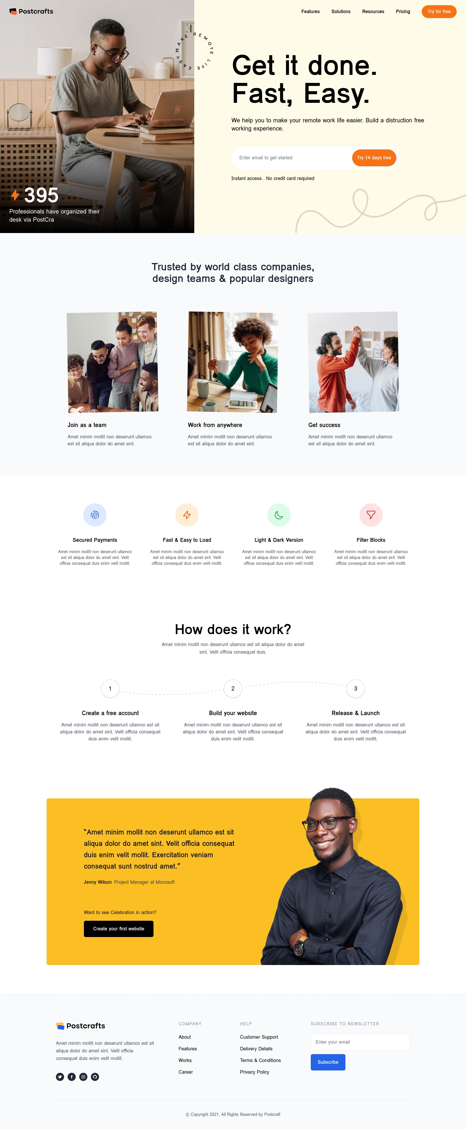 Single page template screenshot