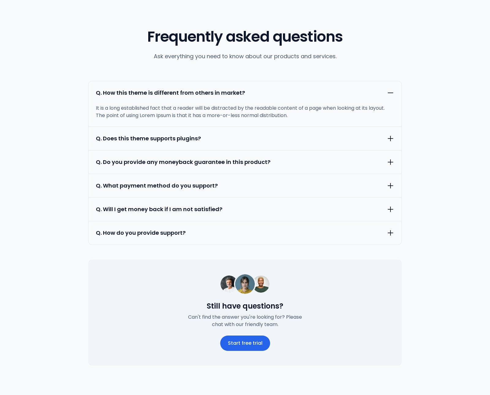Faq component screenshot
