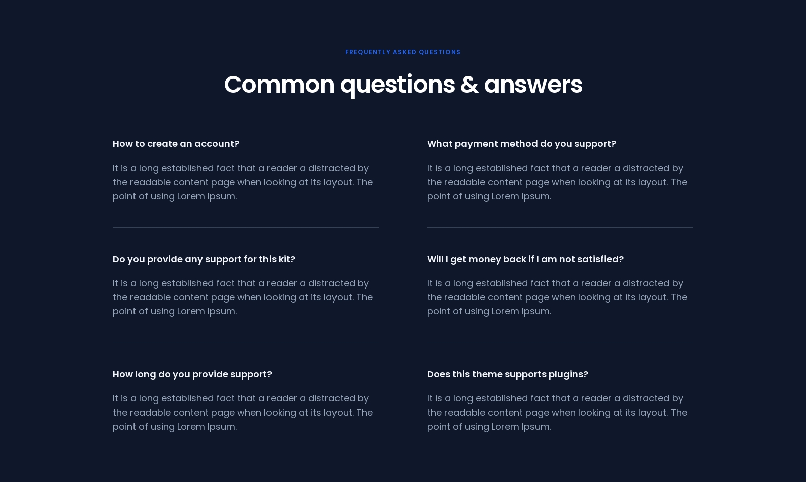 Faq component screenshot