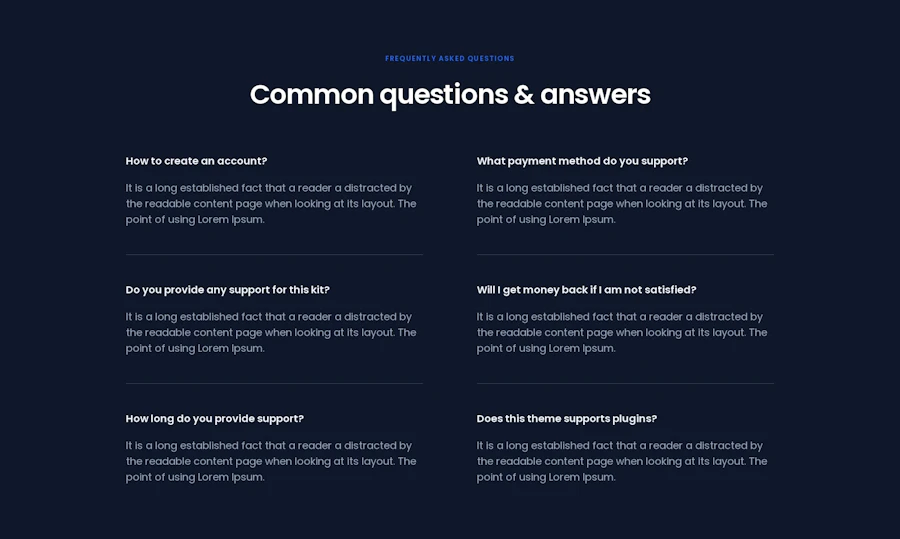 Faq component screenshot