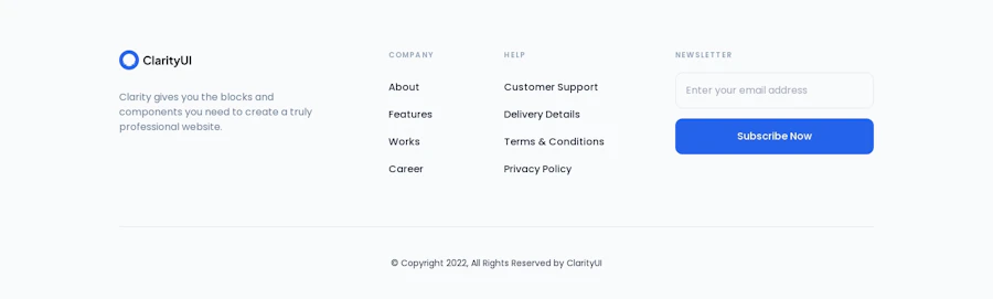 Footer component screenshot