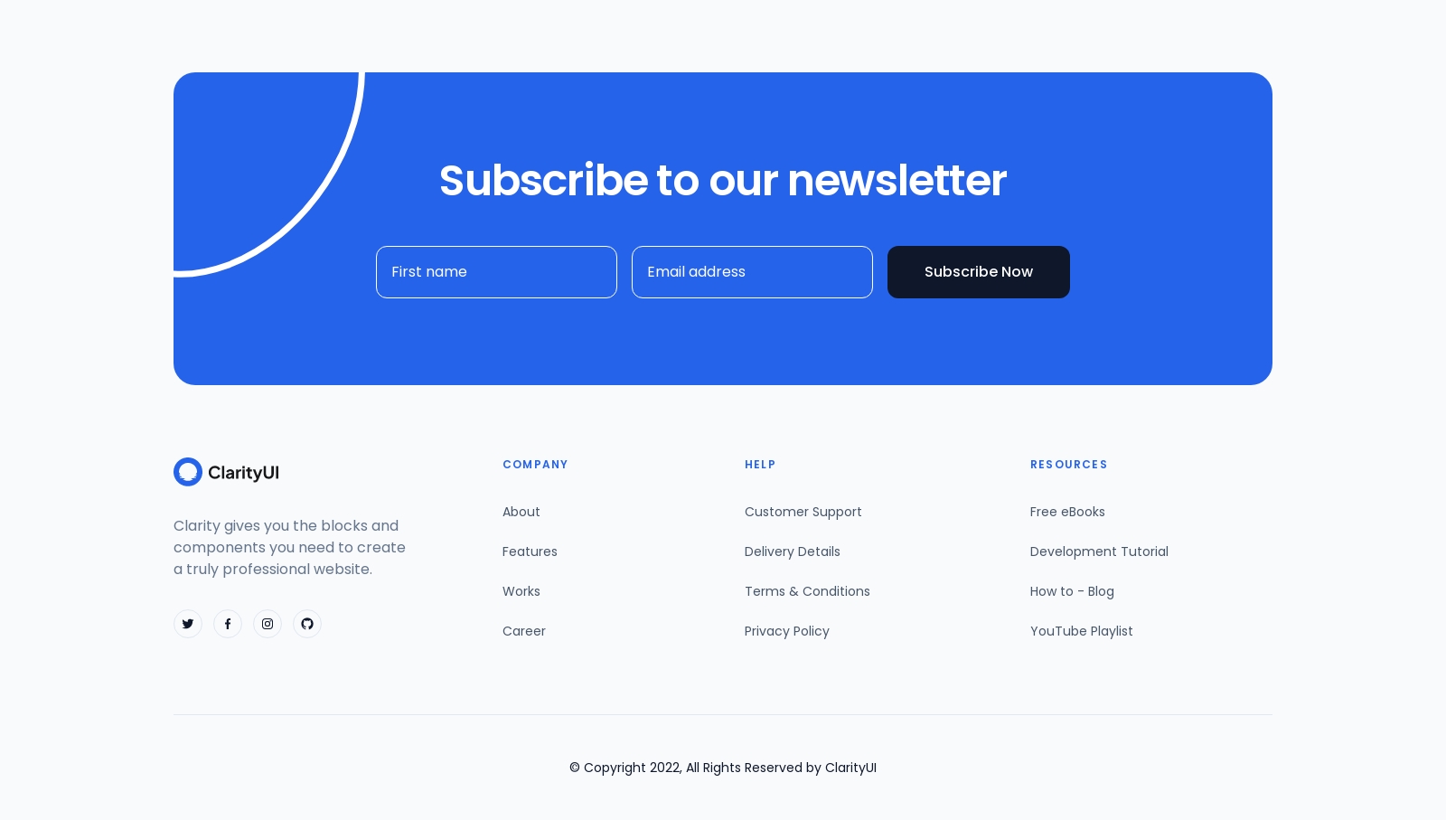 Footer component screenshot