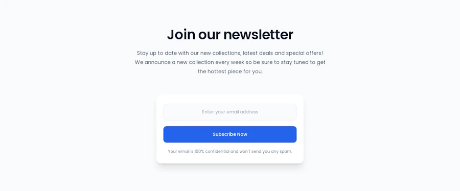 Newsletter component screenshot