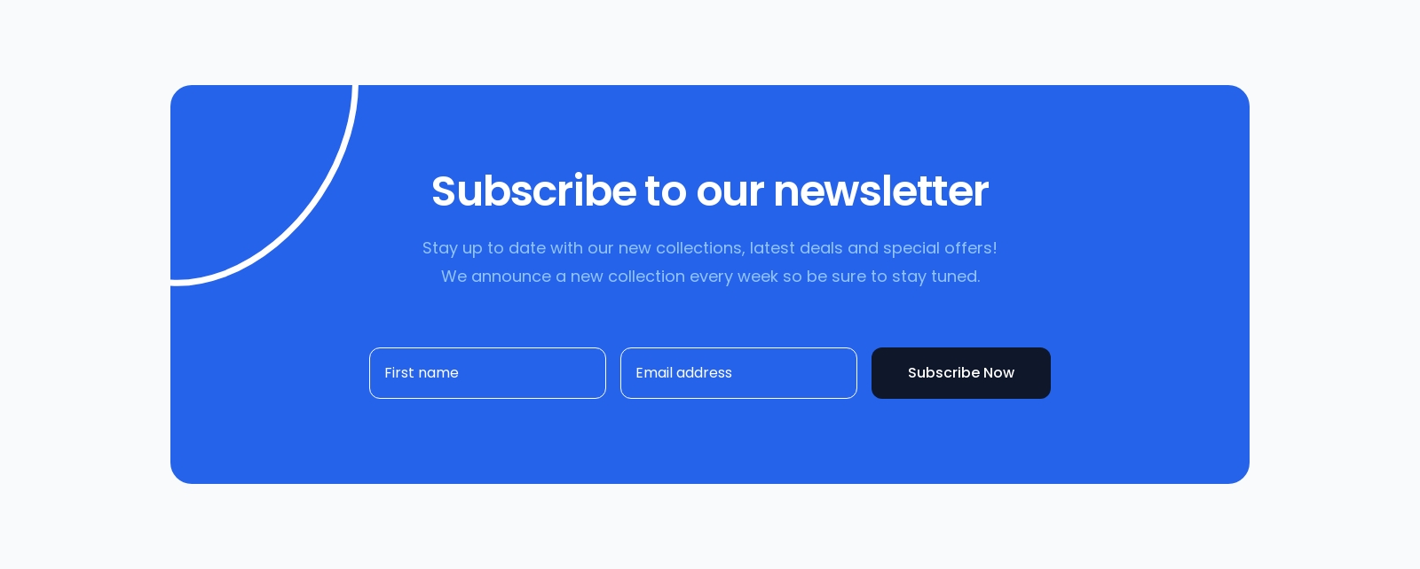 Newsletter component screenshot