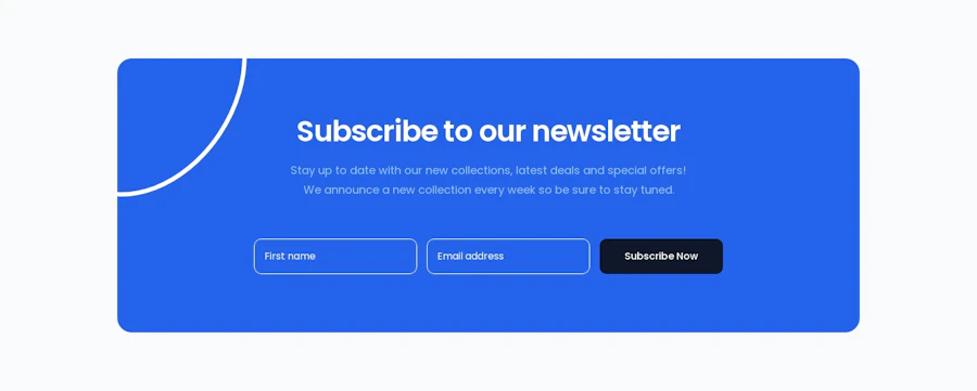 Newsletter component screenshot
