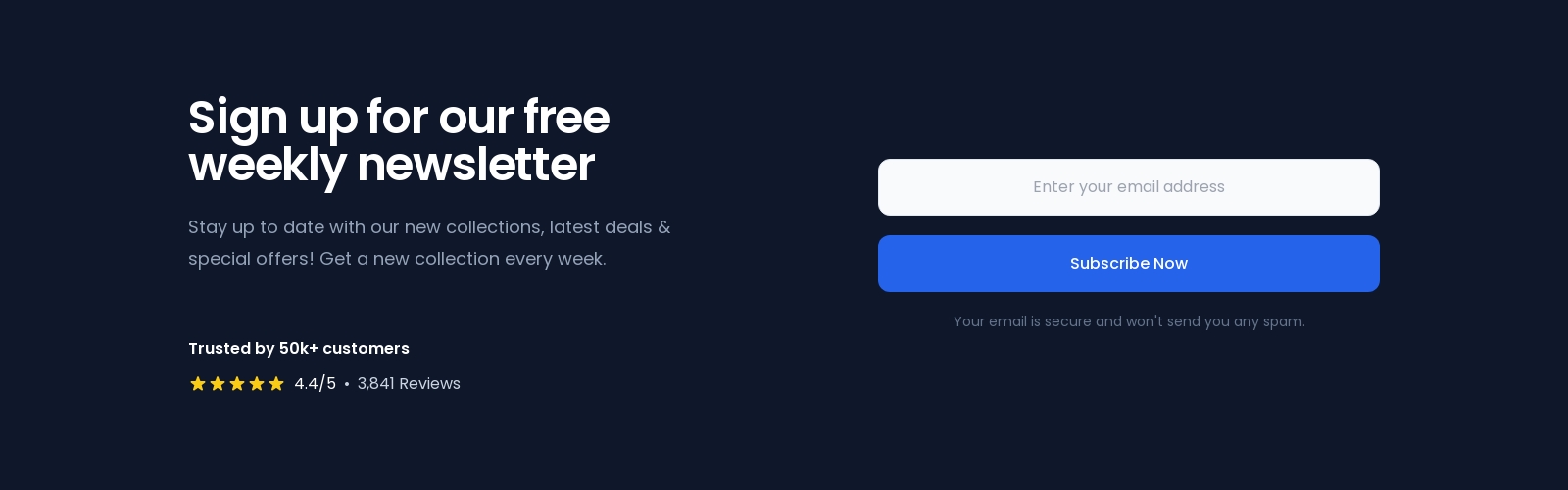 Newsletter component screenshot