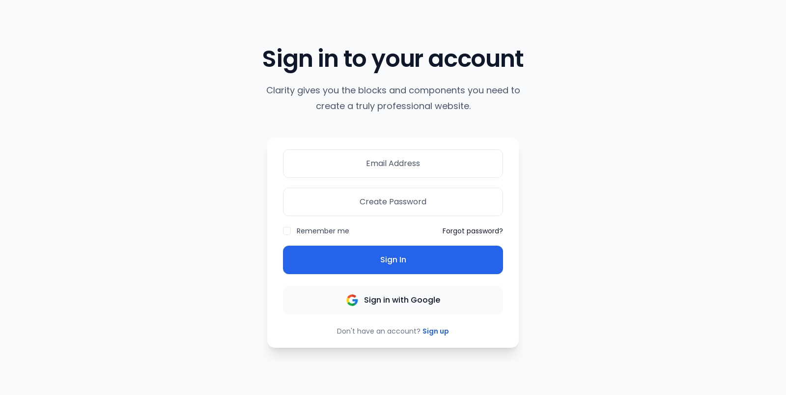 Signin component screenshot