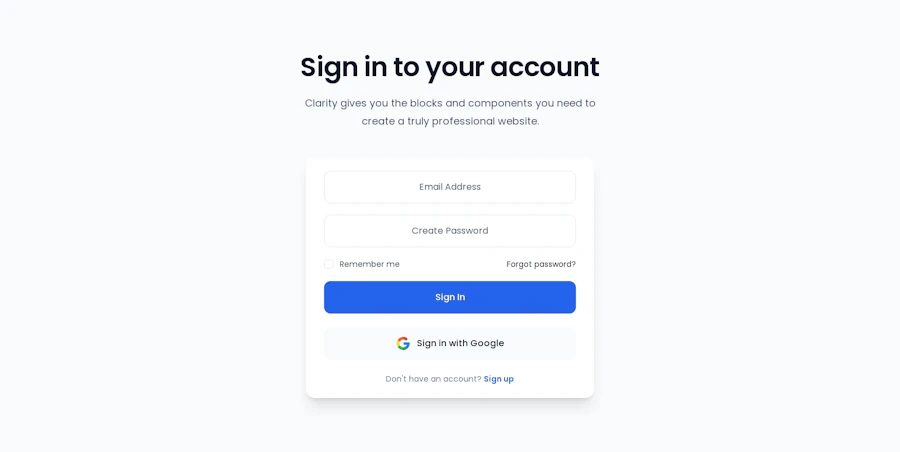 Signin component screenshot