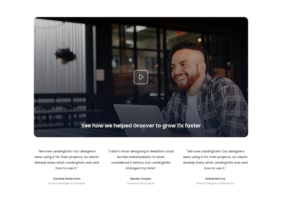 Testimonial component screenshot