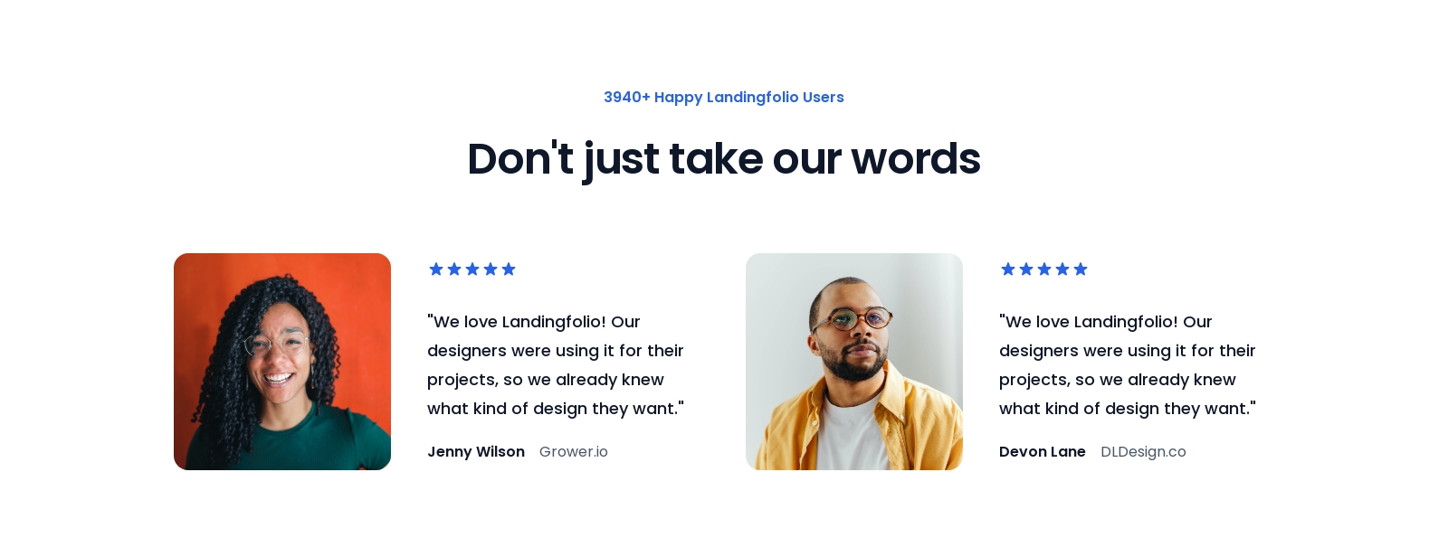 Testimonial component screenshot
