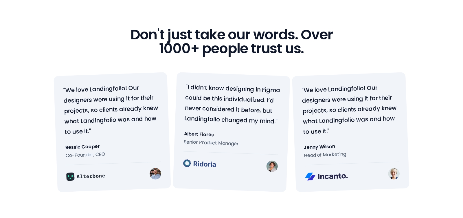 Testimonial component screenshot